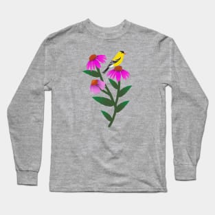 Goldfinch on coneflowers Long Sleeve T-Shirt